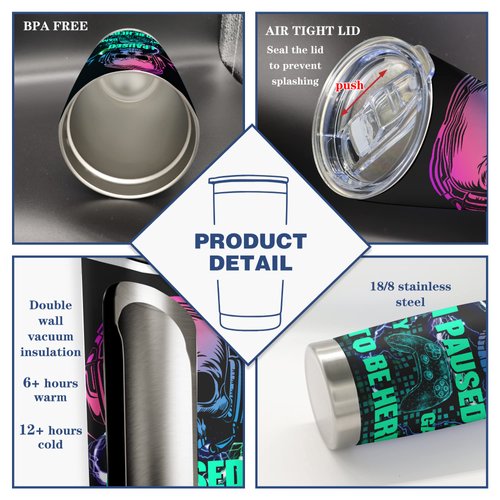 Vutieso Gamer Gifts, Gamer Gifts For Men, Gamer Cup 20oz, Cool Gifts For Gamer, Gaming Gifts, Gaming Stuff, Gaming Gifts For Men, Gamers Christmas Birthday Gifts, Gamer Gifts For Boys, Gamer Decor