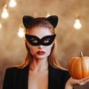 ACO-UINT Cat Ears Headband and Cat Mask Set, Black Cat Hairband Cat Mask Costume Cat Birthday Party Decoration, Party Favors Halloween Mask for Adult