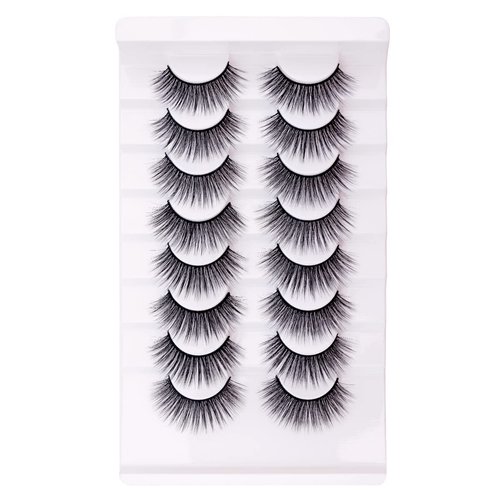 False Eyelashes Wispy Cat Eye Faux Mink Lashes 5 Pairs Natural 8D Fluffy Volume Fake Mink Eyelash...