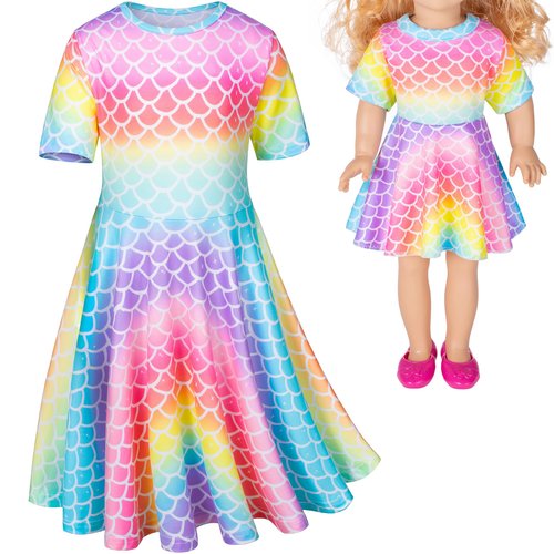 Doll and Girl Matching Nightdress Mermaid Dress Nightgowns Costume for Girl and 18" American Girl Doll Clothes(2-130)