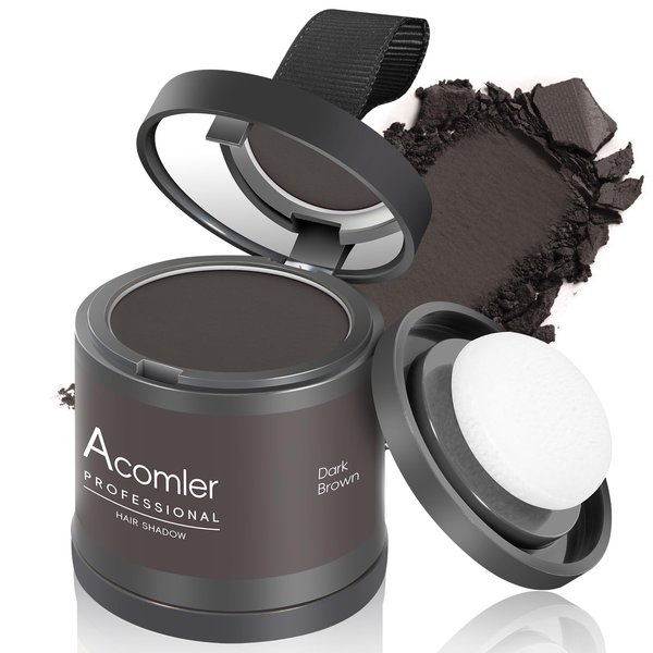 Acomler Instantly Root Cover Up Hairline Powder,Root Touch Up Hair Shadow Powder 0.35 Ounce,Hair Powder Conceals Hair Loss for Thining Hair for Women with Bald Spots,Eyebrows,Beard Line (Dark Brown)
