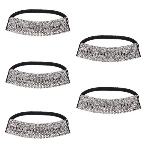 Xiwstar 5Pcs Fashion Headbands Elastic Rhinestone Hair Ties Bands Scrunchies for Women Girls Ponytail Holder Hair Accessories