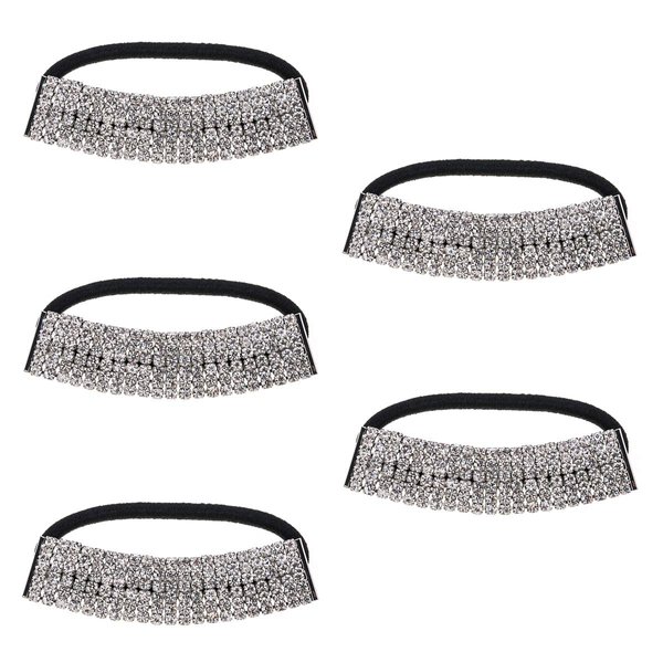 Xiwstar 5Pcs Fashion Headbands Elastic Rhinestone Hair Ties Bands Scrunchies for Women Girls Ponytail Holder Hair Accessories
