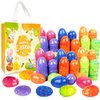 144Pcs 2.36'' Tall Iridescent Marble-like Plastic Easter Eggs for Kids Egg Hunt Basket Bag Empty Stuffers Fillers with 2pcs Cute Non Woven Bags, Toys Filling Treats & Easter Theme Party Supplies Favor