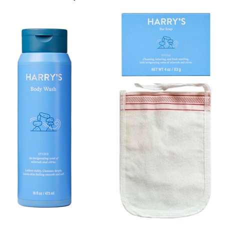 Harrys Stone Body Wash, Bar Soap and Turkish Kese Gift Set