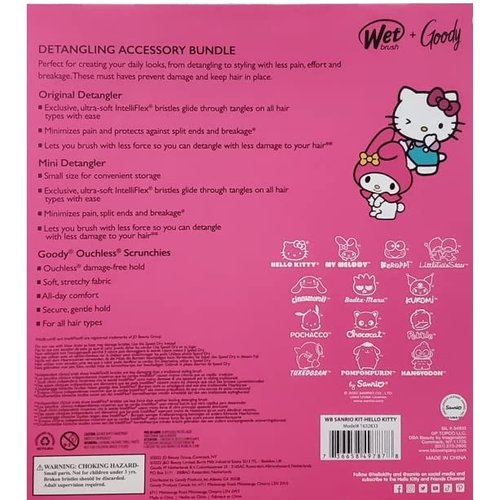 Wet Brush + Goody Detangling Accessory Bundle Hello Kitty And Friends Scrunchies Set Kit (1632833), 1.0 Ounce