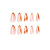 BABALAL Almond Press on Nails Medium Fake Nails Orange Swirl Glue on Nails Glossy Acrylic Nails 24Pcs Summer Stiletto Nails for Women and Girls