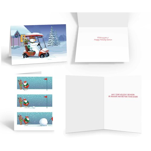 Stonehouse Collection Box Set of Golf Christmas Card Variety Pack 24 Cards & Envelopes - Funny Holiday Golf Cards