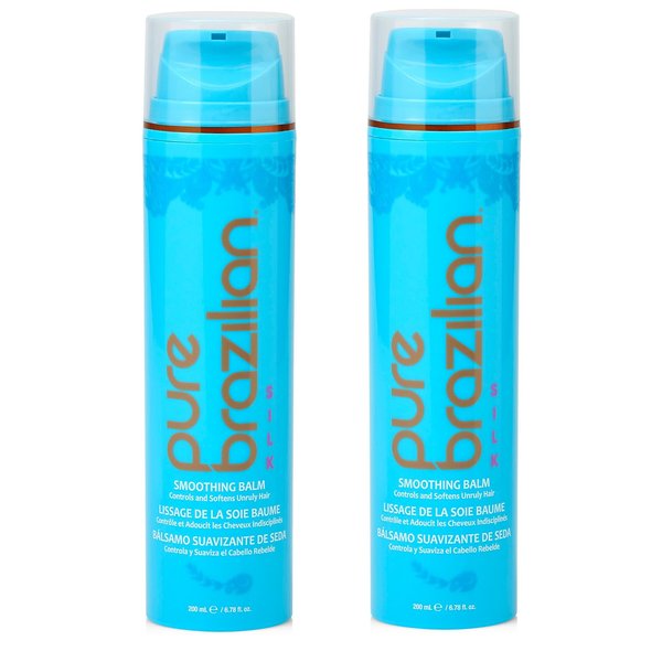 Pure Brazilian - Silk Smoothing Balm With Keratin, Hydrolyzed Silk & Coconut Oil, Anti-Frizz, Nourishing and Strengthening Formula for Silky Smooth Hair, Salon-Quality Treatment, Pack Of 2 (6.78 Oz)