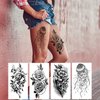 72 Sheets 3D Flowers Temporary Tattoos for Women Adult, Fake Tattoos Body Art Arm Sketch Tattoo Stickers for Women and Girls