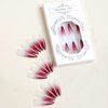 MISUD Press on Nails Long Stiletto Fake Nails Glossy Glue on Nails Wine Red Ombre Acrylic Nails Sharp Almond Artificial Nails Goth Burgundy Gradient Stick on False Nails with Design 24 pcs