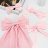 Atoden Pink Hair Bows for Women Girls 4 Pcs Silky Satin Hair Ribbons Oversized Long Tail Bow Hair Clips Hair Barrettes Alligator Metal Clips Big Bowknot Cute Hair Accessories Gifts