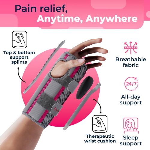 DR. BRACE Adjustable Wrist Brace Night Support for Carpal Tunnel, FSA & HSA Eligible, Doctor Developed, Upgraded with Double Splint & Therapeutic Cushion, Hand Brace For Pain Relief, Injuries, Sprains