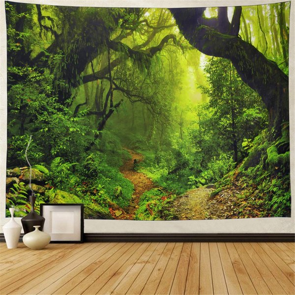 Leofanger Misty Forest Tapestry Magical Nature Green Tree Wall Tapestry Rainforest Landscape Tapestry Wall Hanging Bohemian Psychedelic Tapestry for Bedroom Living Room Dorm (70.8 × 92.5 inches)