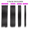 DMStarcky Straight Clip In Hair Extensions 24 Inches for Black Women, 7 Pieces/Set Hairpieces Heat Resistant Synthetic Fiber Double Weft Hair Extensions Natural Black Color