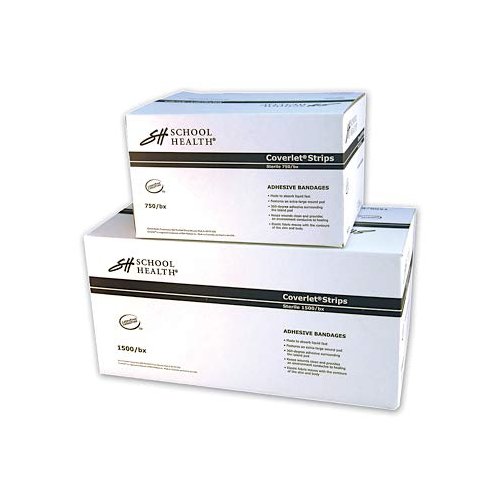 School Health - Adhesive Bandages, Comfortable Form-Fitting Protection & Wound Care for Cuts and Scrapes, Premium Adhesive Stays Secure with Movement, Loose Bulk Fabric Bandages - 3/4" x 3" 1500/Box