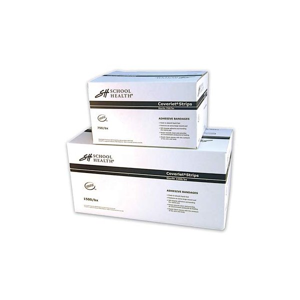 School Health - Adhesive Bandages, Comfortable Form-Fitting Protection & Wound Care for Cuts and Scrapes, Premium Adhesive Stays Secure with Movement, Loose Bulk Fabric Bandages - 3/4" x 3" 1500/Box