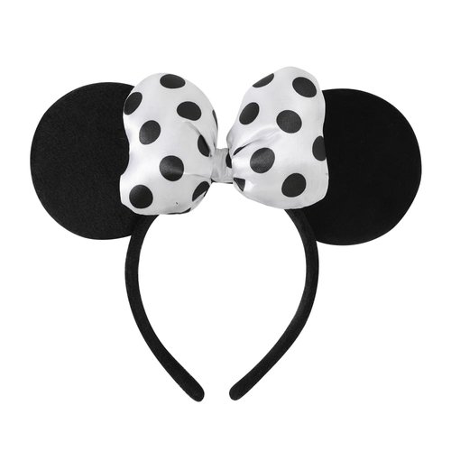 JIAHANG 3D Mouse Ear Headband with Satin Bow, Hair Bow Velvet Headband, Costume Headwear for Wome...