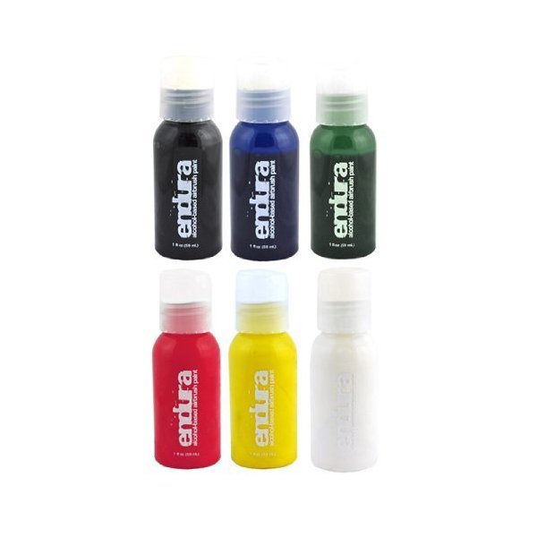 Endura Airbrush Body Art Paint Set in 6 Primary Colors (1 oz Bottle Set)