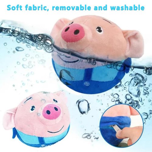 Active Moving Pet Plush Toy, Interactive Dog Toy Pet Bouncing Balls, USB Rechargeable Interactive Washable Cartoon Pig Plush Sound Electronic Dog Toy, Small Plush Sound Toys for Dogs (B)