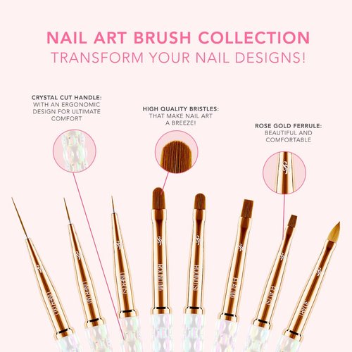 KIARA SKY Professional | Pure Kolinsky Acrylic Nail Brushes for Home DIY Salon | Professional Acrylic Nail Brush for 3D Painting Design | Sleek and Comfortable Nail Art Liner Brush Collection, Clear