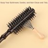 Hairbrush Cleaner Tool, 2 Pcs Mini Hair Brush Cleaner Wooden Handle Comb Cleaner with Metal Wire Rake Hair Clipper Cleaner Portable Hair Remover Tool for Home Salon Cleaning Hairs Dust Dirt Lint