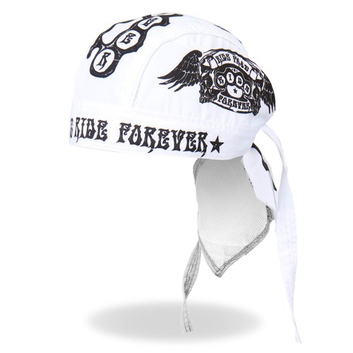 Hot Leathers HWH1045 Ride Fast Ride Forever Head Wrap (White)