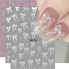 6pcs Cute Bow Nail Stickers for Women White Bow Nail Sticker Pink Bow Nail Decals for Nail Art Supplies 3D Nail Art Stickers Embossed Bow Stickers for Nails Bowknot Sticker Nails Stickers Nail Bows