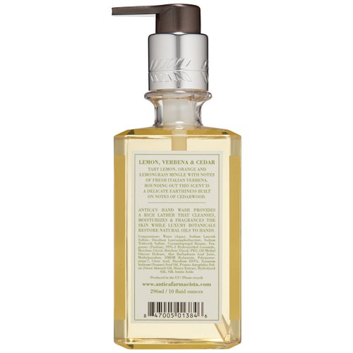 Antica Farmacista Hand Wash, Lemon, Verbena & Cedar, 10 Fl Oz