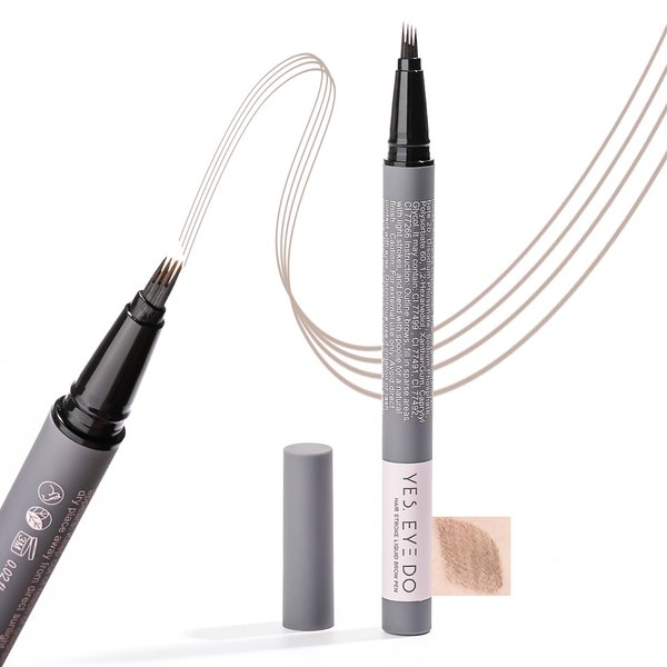 Light Gray Eyebrow Pencil for Older Women, Grey Brow Pen with 4-Prong Precision Tip- Achieving Natural, Hair-Like Strokes, Create Long-Lasting Defined Brows YES.EYE DO (Grey Mist-Light Gray)