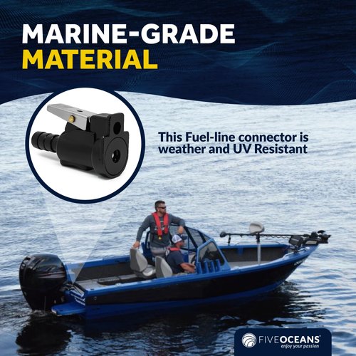 Five Oceans 3/8-Inch Barb Female Fuel Line Quick Connector for OMC - Johnson - Evinrude Outboard Connections and Fuel Tank Side - Outboard Fuel Connector - FO2152