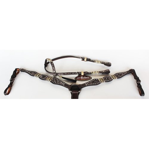 CHALLENGER Horse Show Saddle Tack Rodeo Bridle Western Leather Headstall Breast Collar 7871