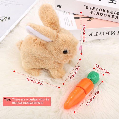PEUTIER Bunny Plush Toy with Carrot Toy, Interactive Bunny Toy Electronic Hopping Rabbit Toy Walking Bunny Toys with Sounds Wiggle Ears Twitch Nose Bunny Toy for Kids Easter Birthday Gifts