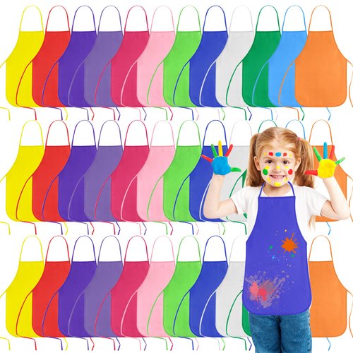 KUUQA 36 Pack Kids Apron Painting Aprons for Kids, Kids Painting Apron Art Smocks kid Apron for Classroom Painting Party Supplies