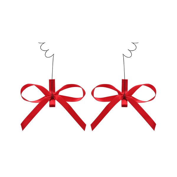 Girls Antenna Red Bow Hair Clips Book Character Barrettes Kids Halloween Costume Accessories Party Supplies for Cindy Lou