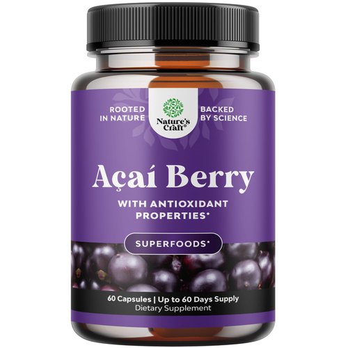 Acai Berry Capsules Antioxidant Supplement - Acai Berry Cleanse Superfood Supplement for Brain Booster Heart Health and Natural Energy Boost - Acai Capsules and Memory Supplement for Brain Health