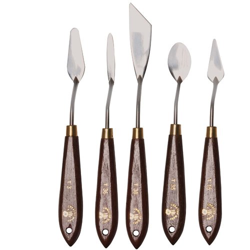Creative Mark Stainless Steel Palette Knife Painting Tools - Paint Palette with Wooden Handle - Variety of Shapes and Sizes - Collection 5C, Set