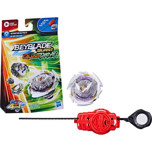 Beyblade Burst QuadDrive Destruction Belfyre B7 Spinning Top Starter Pack - Attack/Stamina Type Battling Game with Launcher, Toy for Kids