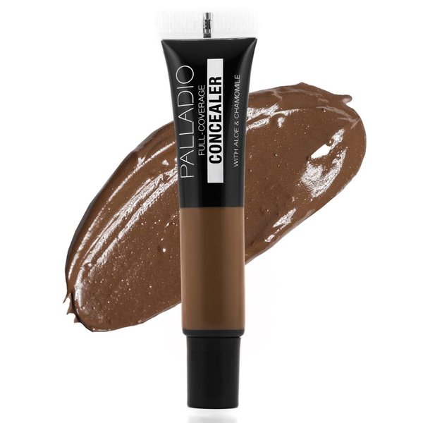 Palladio Full Coverage Concealer, Under Eyes Disguise, Creamy Face and Eye Concealer, Evens Skin Tone, Conceals Blemishes, Dark Circles and Fine Lines, Use with Concealer Brush, Mocha