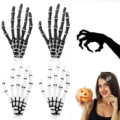 Ouligay 4Pcs Halloween Skeleton Hand Hair Clip, Horror Skull Hand Hair Clips, Spooky Gothic Hair ...