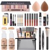 All in One Makeup Kit for Women Full Kit, 12 Colors Eyeshadow, Foundation & Primer, Lipsticks, Mascara, Makeup Brush & Sponge, Brow Pencil & Soap, Eyeliner, Contour Stick, Cosmetics Bag