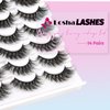 Losha Lashes 14 Pairs Fluffy False Lashes Soft Handmade Fake Eyelashes Vegan Cat Eye Lashes that Like Lash Extensions (P01)