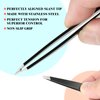 FIVETAS Stainless Steel Tweezers for Eyebrows-Slant Tweezer with Case for Women&Man,Great Precision on Brow,Facial Hair and Ingrown Hair Removal(Black)