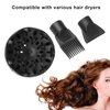 3Pcs Hair Dryer Nozzle Diffuser Set, Multifunction Hair Blow Dry Nozzle Diffuser Hair Dryer Nozzle Comb Brush Attachment Concentrator Hairdressing Salon Styling Tool