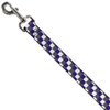 Dog Leash Checker Gray Purple White 4 Feet Long 1.5 Inch Wide