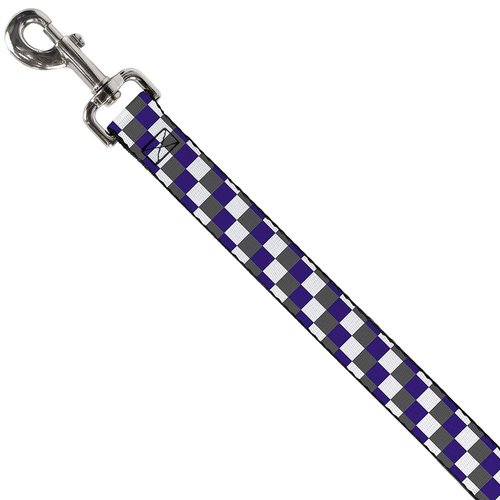 Dog Leash Checker Gray Purple White 4 Feet Long 1.5 Inch Wide