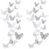 72 Pieces 3D Butterfly Wall Decals Sticker Wall Decal Decor Art Decorations Sticker Set 3 Sizes for Room Home Nursery Classroom Offices Kids Girl Boy Bedroom Bathroom Living Room Decor (Silver)