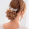 Hermoli Flower Wedding Pearl Hair Comb Silver Crystal Bridal Hair Clip Rhinestone Headpieces for Women (Silver)