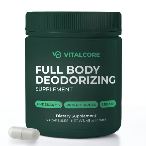 Vital Core Body Deodorizing Supplement - 200mg chlorophyll capsules for 24hr Freshness | Gut & Skin Health | Vegan Body Magic Capsules (60ct)