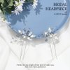 Jeairts Flower Rhinestone Hair Pins Pearl Bridal Hair Pieces Headwear Blue Beads Wedding Headpiece Hair Dress Crystal Hair Accessories for Brides and Bridesmaids
